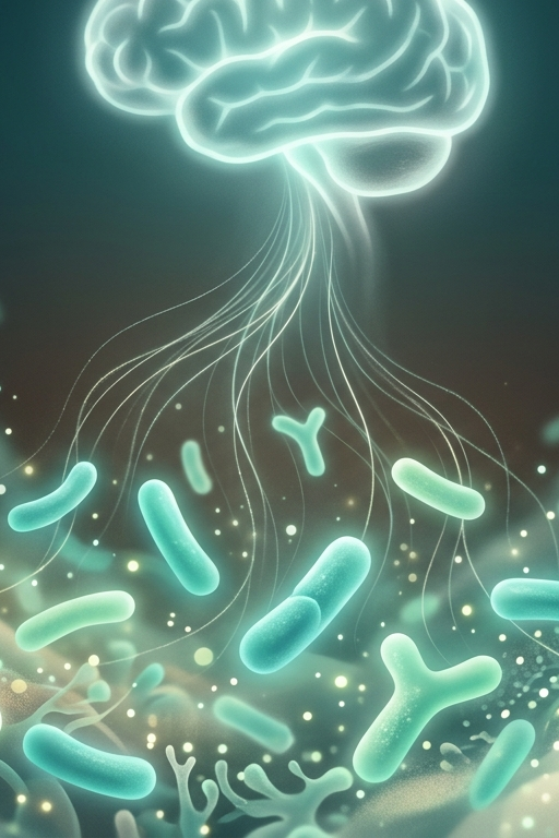 Psychobiotika-Konzept: Probiotische Bakterienkulturen, die über den Darm mit dem Gehirn in Verbindung stehen