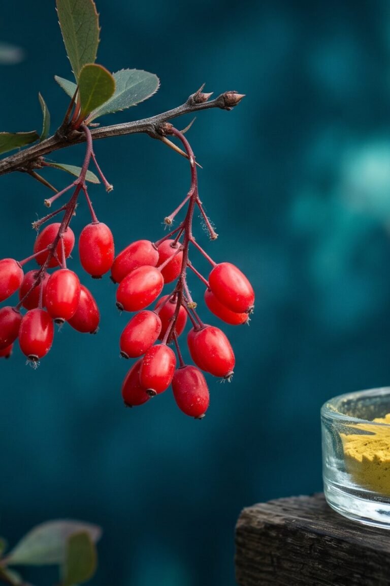 Berberitzenbeeren und gelbes Berberin-Pulver – das Pflanzenalkaloid im Porträt