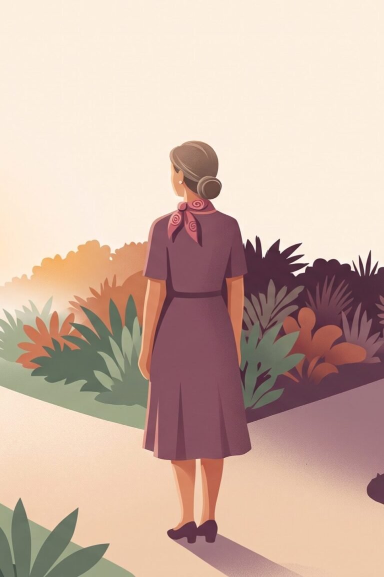 Wechseljahre oder Demenz: Illustration einer Frau vor zwei Wegen, der nebelige Weg lichtet sich im warmen Licht
