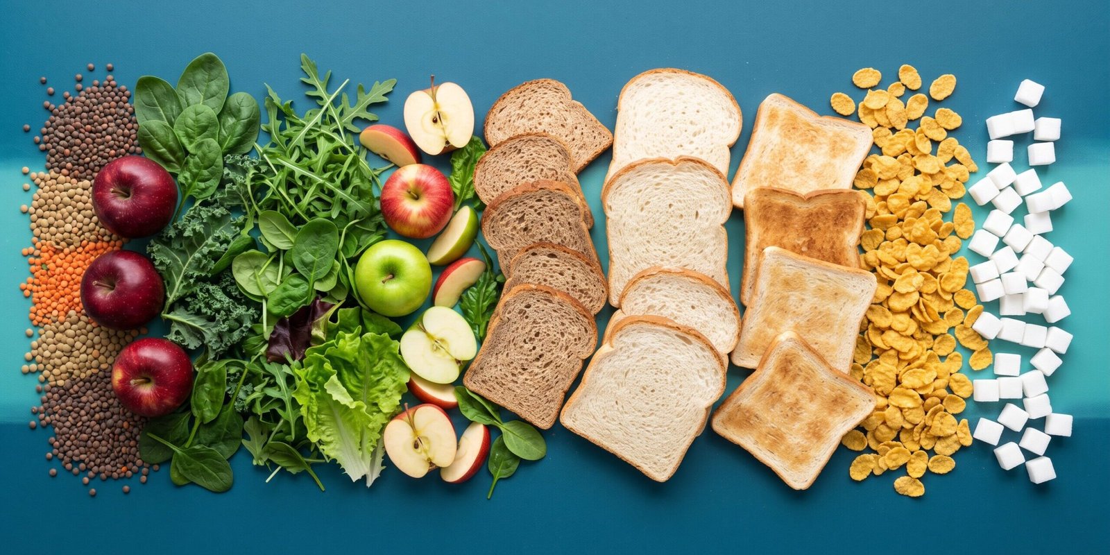 glykaemischer-index-tabelle-lebensmittel-spektrum.jpg Lebensmittel-Spektrum vom niedrigen zum hohen glykämischen Index: von Linsen bis Weißbrot