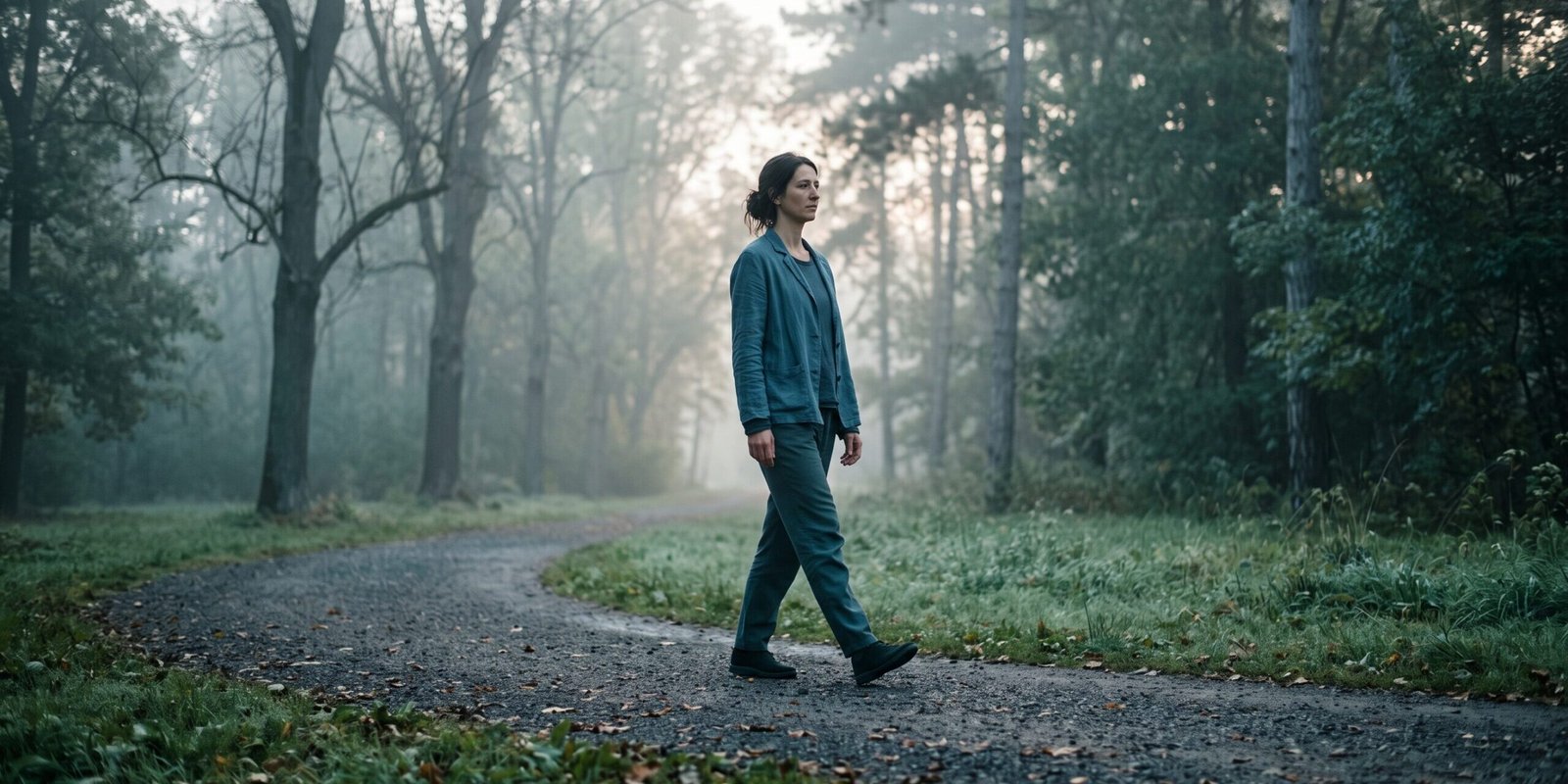 tai-chi-walking-anleitung-guide.webp Person übt Tai Chi Walking im Park – langsamer Schritt mit Ferse ohne Gewicht aufgesetzt