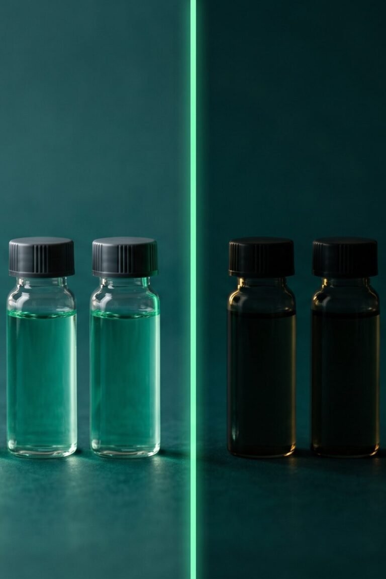 Check-up 35 — beleuchtete und unbeleuchtete Laborröhrchen als Symbol für den Leistungsumfang der Kassenuntersuchung