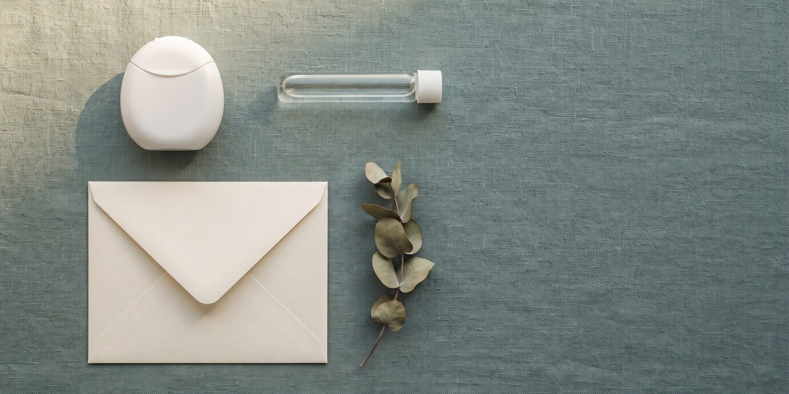 bluttest-fuer-zuhause-worauf-achten.jpg Flatlay mit neutralem Probenahme-Set auf Leinen — Symbolbild zum Bluttest für zuhause