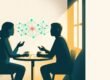 Einsamkeit als Demenz-Risikofaktor: Zwei Silhouetten im Gespräch, zwischen ihren Köpfen spannt sich ein leuchtendes Jade-Netz