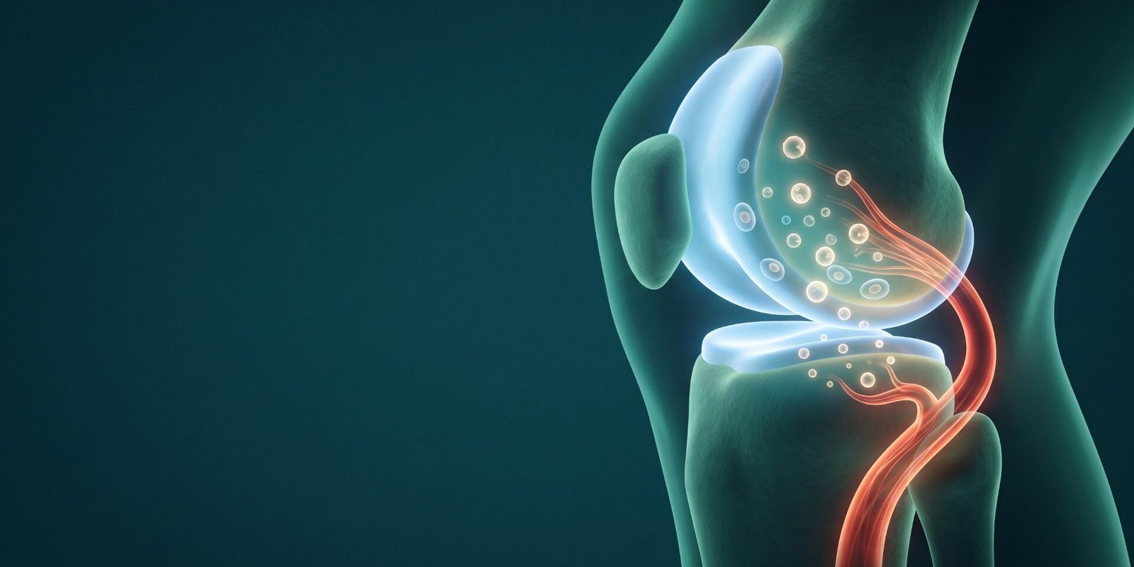 Bewegung bei Arthrose – Knorpel und Vesikel Bewegung bei Arthrose: Kniegelenk mit Knorpel und Botenstoff-Bläschen aus dem Blut